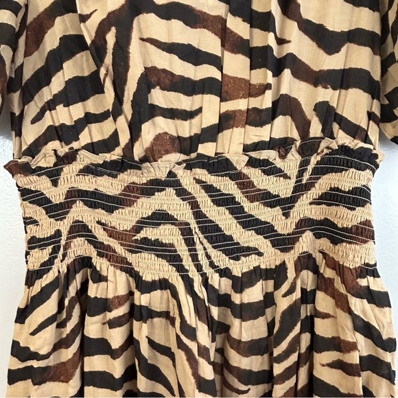 NWT J. Crew Zebra Stripe Smocked Waist Cotton Short Sleeve Midi Dress Size Small - Picture 12 of 12